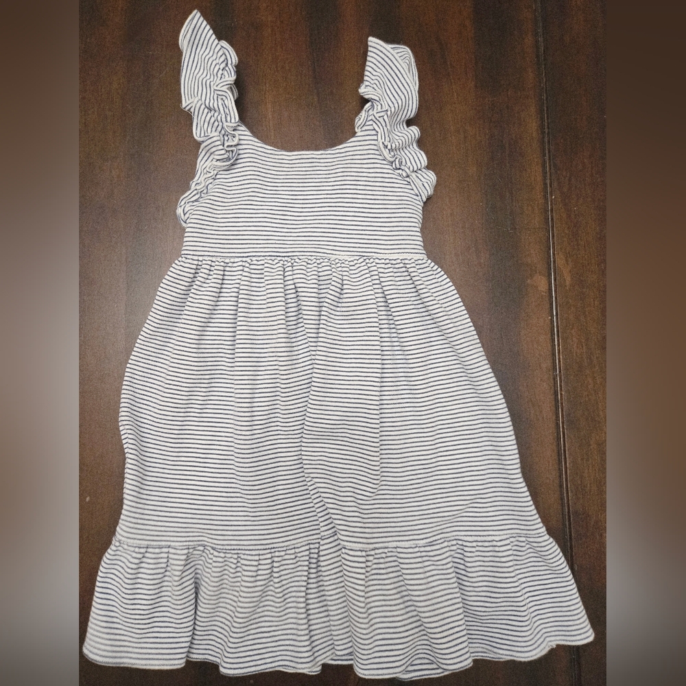 Striped Ruffle Sleeve Kids Dress